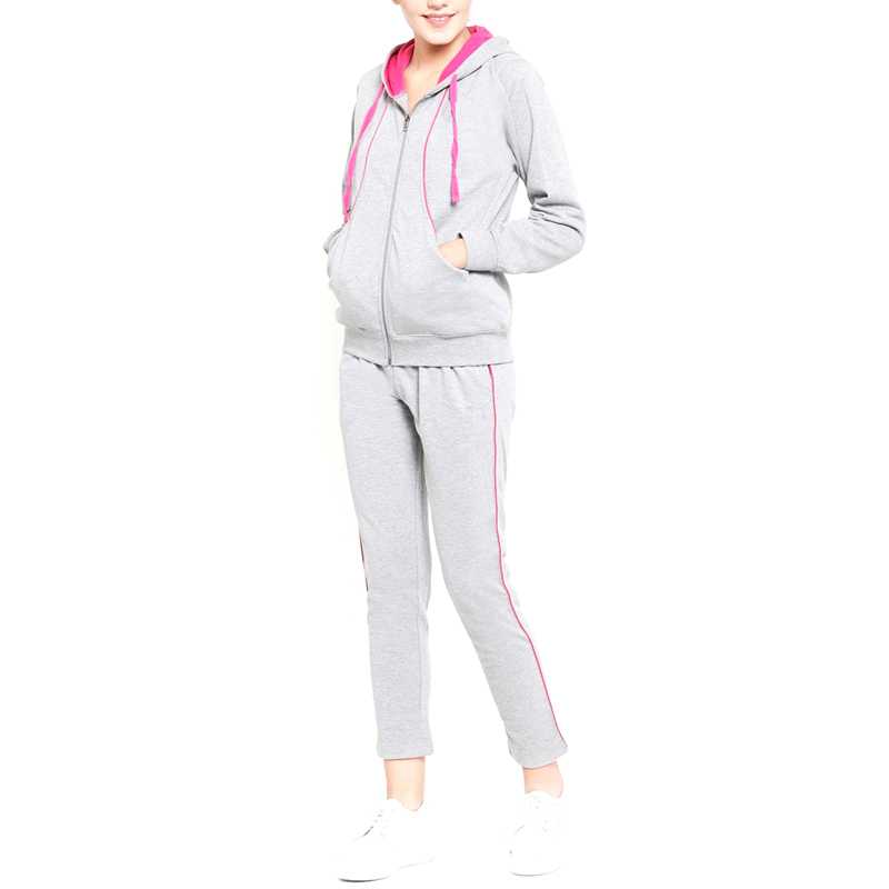 Grey & Pink Solid Tracksuits
