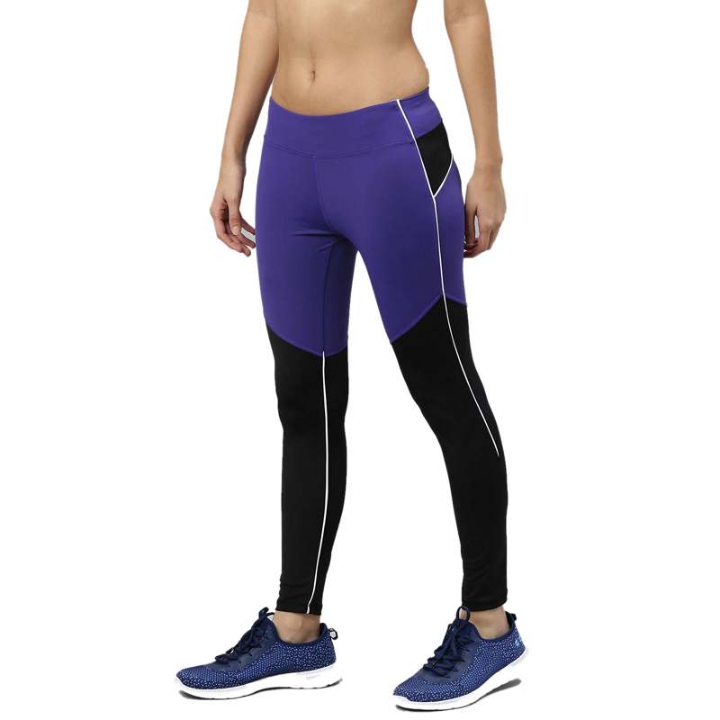 Blue & Black Colorblock Panel Design Leggings