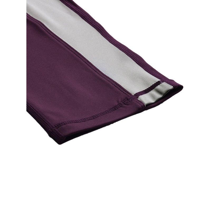 Burgundy Color Block Capri Leggings